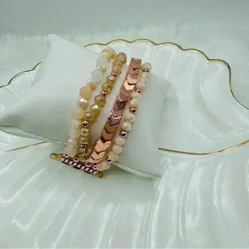 Cute Beaded Rose gold Watchband New  Compatible for iWatch Size 42 /44/45